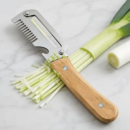 3-in-1 Stainless Steel Vegetable Peeler Knife with Wooden Handle